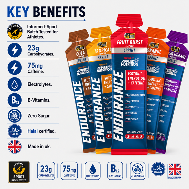 Applied Nutrition Endurance Isotonic Energy Gel + Caffeine Sprint key benefits