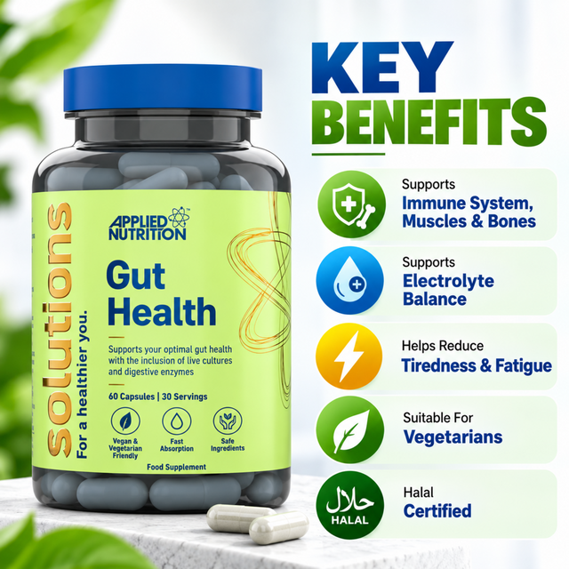 Applied Nutrition Gut Health Capsules with probiotics, digestive enzymes and 60 capsules