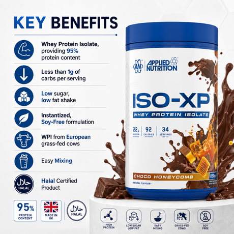 Applied Nutrition ISO-XP Whey Protein Isolate Choco Honeycomb 850g key benefits