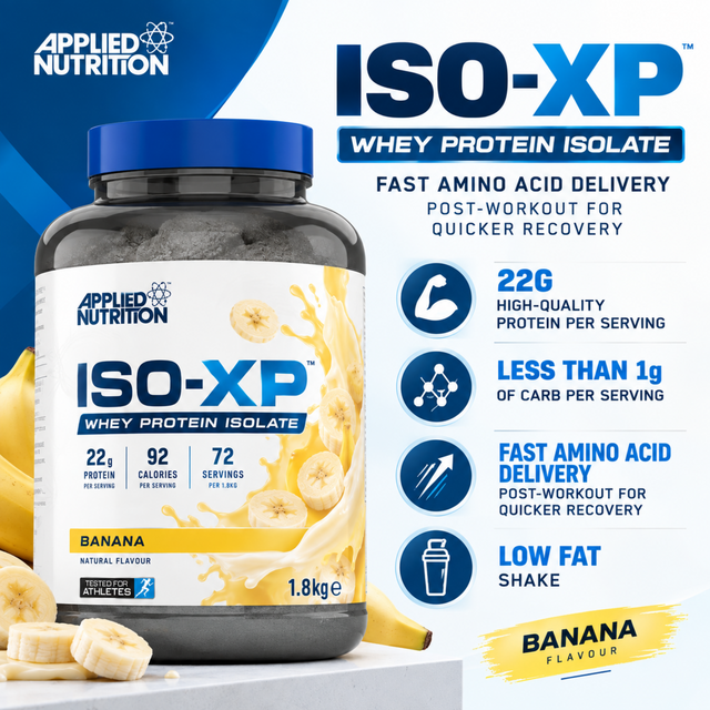 Applied Nutrition ISO-XP Whey Protein Isolate Banana Flavour 1.8kg with 22g protein per serving