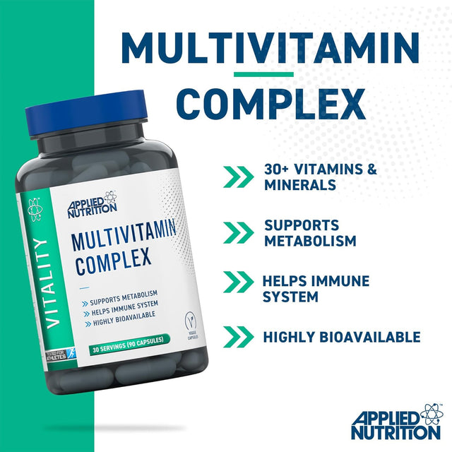 Applied Nutrition Multivitamin Complex Vitality capsules bottles.