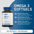 Applied Nutrition Omega 3 Softgels product card, highlighting heart, brain, and joint health benefits.