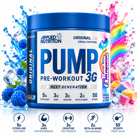 Applied Nutrition Pump 3G Pre-Workout Rainbow Unicorn with 250mg Caffeine
