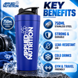 Applied Nutrition 750ml stainless steel shaker with durable leak-resistant lid