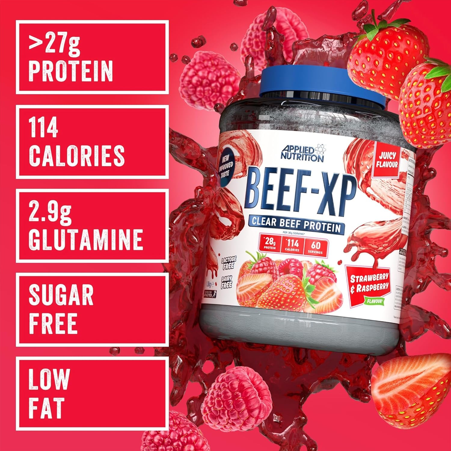 BEEF-XP CLEAR HYDROLYSED BEEF PROTEIN - STRAWBERRY & RASPBERRY FLAVOUR 