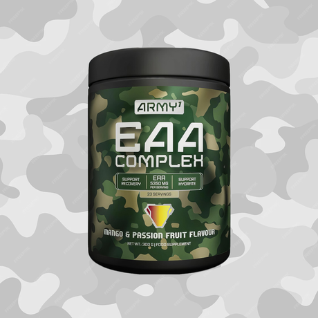 Army 1 EAA Complex Mango & Passion Fruit 300g – High-dosage Essential Amino Acids for intra-workout recovery and hydration in BD.