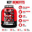 Bad Ass Zero 2kg Whey Protein Isolate Chocolate with 25g protein per serving
