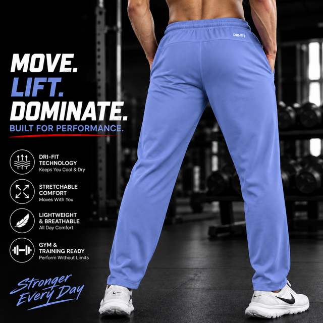 Blue DRI-FIT Performance Jogger Pants Back View