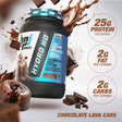 BPI Sports Hydro HD Hydrolyzed Whey Protein tub, Chocolate Lava Cake flavor, listing 25g protein, 2g fat, and 2g carbs per serving