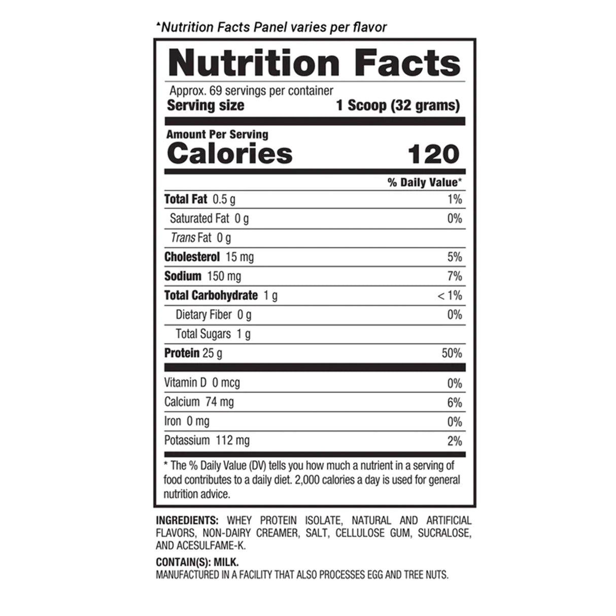 BPI ISO HD NUTRITION FACTS 