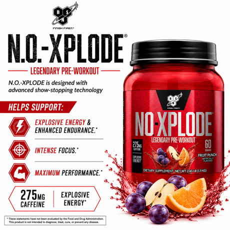 BSN N.O.-XPLODE Legendary Pre-Workout Fruit Punch 60 Servings