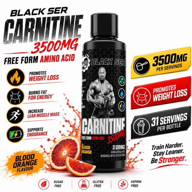 Dexter Jackson Black Series Carnitine 3500mg Liquid Blood Orange Flavour 31 Servings Bottle Gym Supplements US