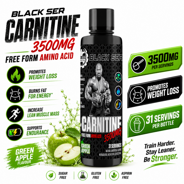 Dexter Jackson Black Series Carnitine 3500mg Liquid Green Apple Flavour 31 Servings Bottle Gym Supplements US