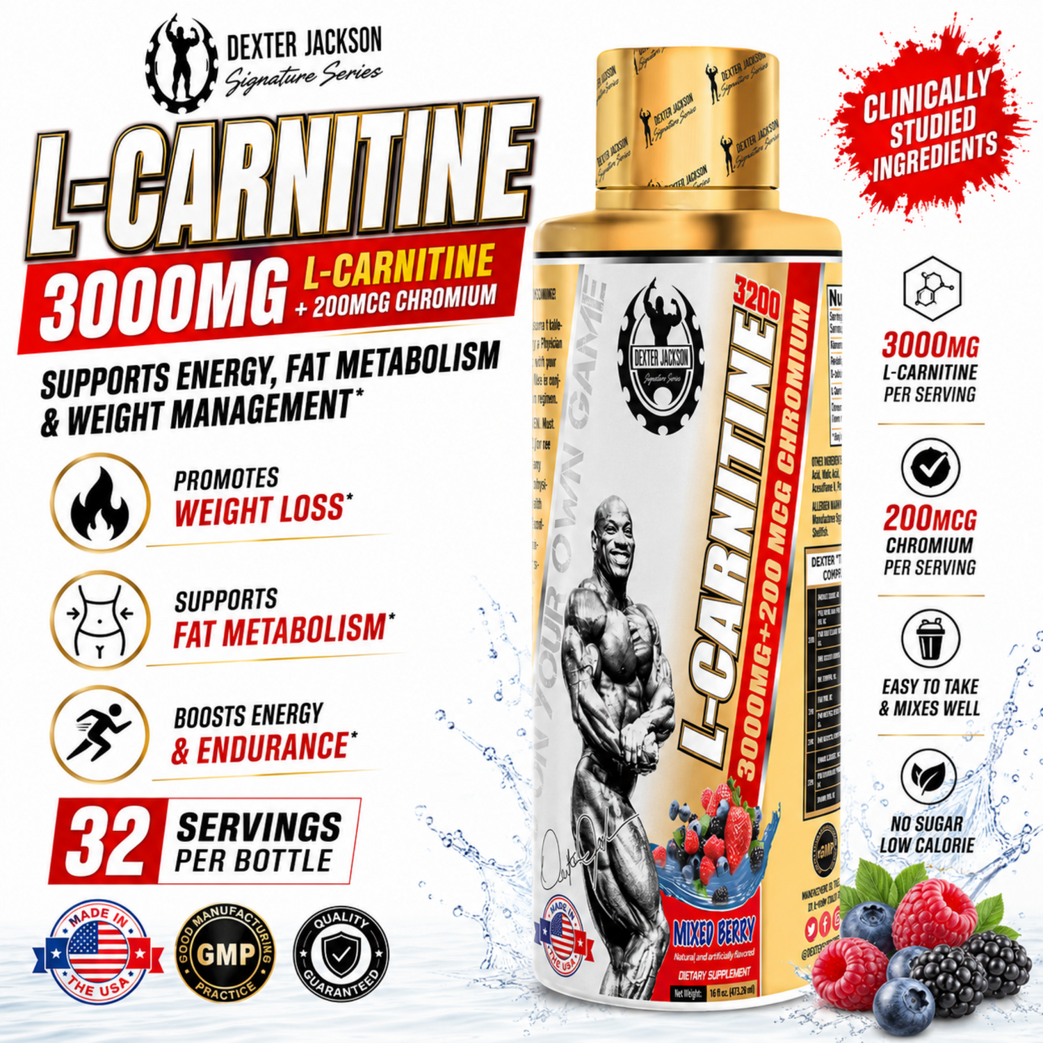 Dexter Jackson L-Carnitine 3200 Liquid 3000mg