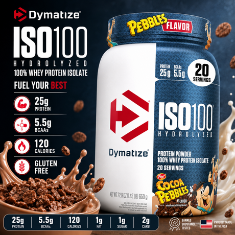 Dymatize ISO100 Cocoa Pebbles Whey Protein Isolate Powder 25g Protein 20 Servings