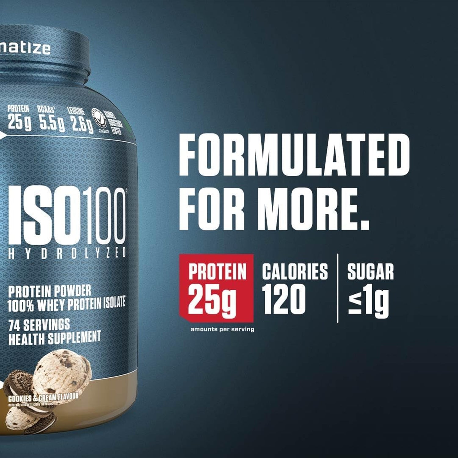 Dymatize ISO 100 Whey Protein Powder Isolate, Cookies & Cream flavour 