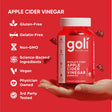 GOLI Apple Cider Vinegar Gummies gluten-free, gelatin-free, non-GMO, vegan, and third-party tested dietary supplement.