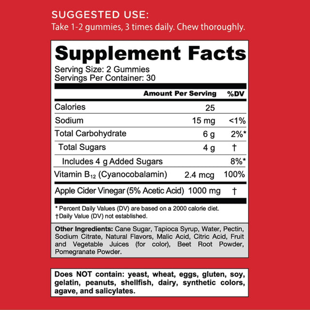 Goli Apple Cider Vinegar Gummies supplement facts label
