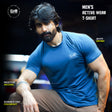 Men's teal performance gym t-shirt, moisture-wicking and quick-drying fabric, front view.

