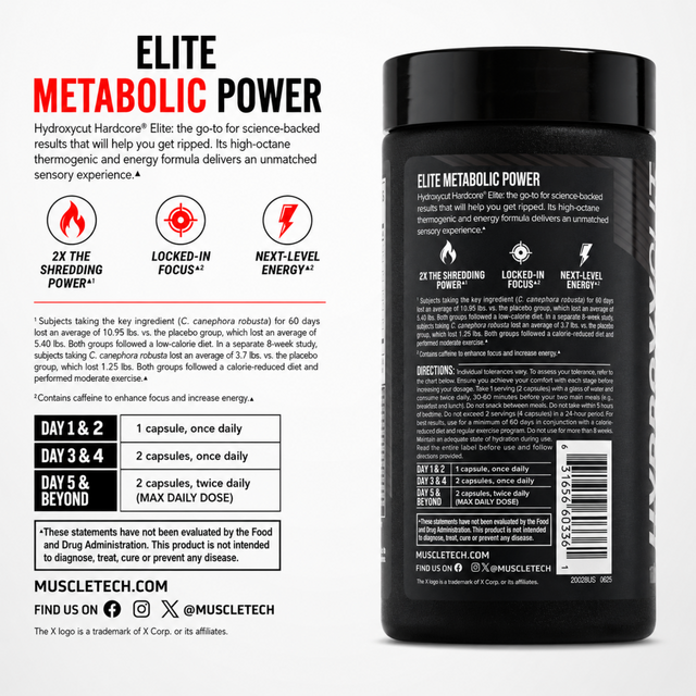 Hydroxycut Hardcore Elite nutrition facts and supplement information