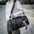 Large capacity sports and gym duffel bag with multiple compartments and adjustable shoulder strap

