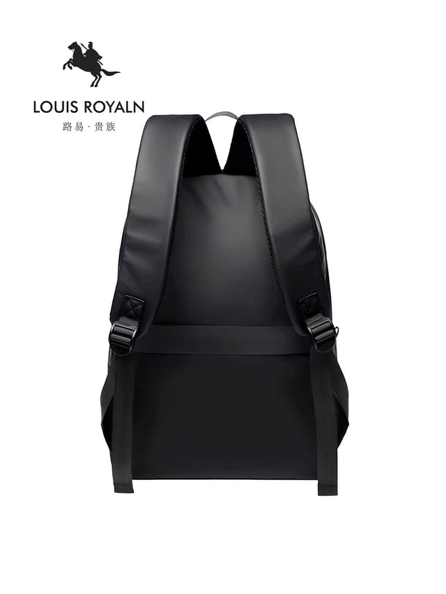 Louis Royaln minimalist black laptop backpack, 15-inch [or 16-inch] laptop compartment, water-repellent fabric