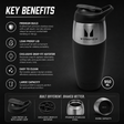 Myprotein X Promixx Stainless Steel Bottle 950ml in stealth black with built in agitator for smooth protein shakes.