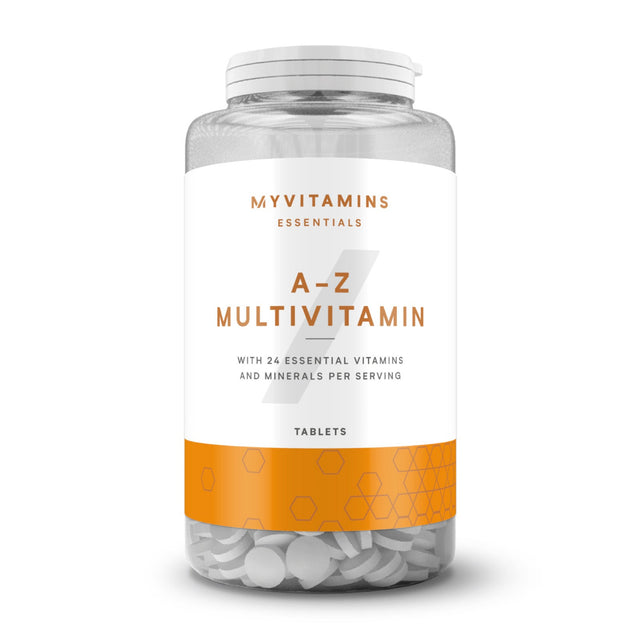 Myvitamins A-Z Multivitamin tablets with 24 essential vitamins and minerals per serving.