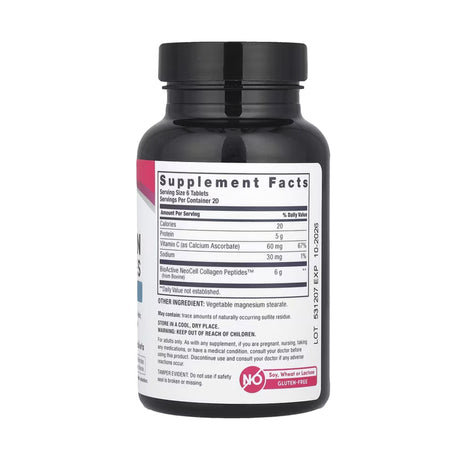 NeoCell Collagen Peptides with Vitamin C Supplement Nutrition Facts – serving size, collagen 6000mg, vitamin C 60mg