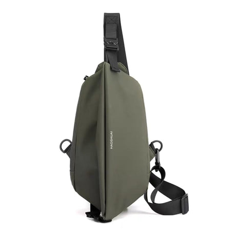 Army green NEW TRENDY MEN'S CHEST BAG with waterproof finish, adjustable strap, and large capacity storage for travel and daily essentials.