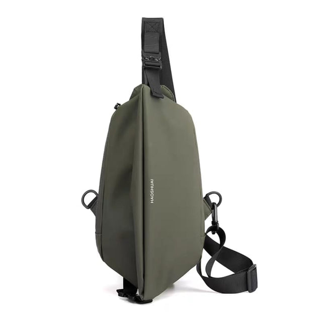 Army green NEW TRENDY MEN'S CHEST BAG with waterproof finish, adjustable strap, and large capacity storage for travel and daily essentials.