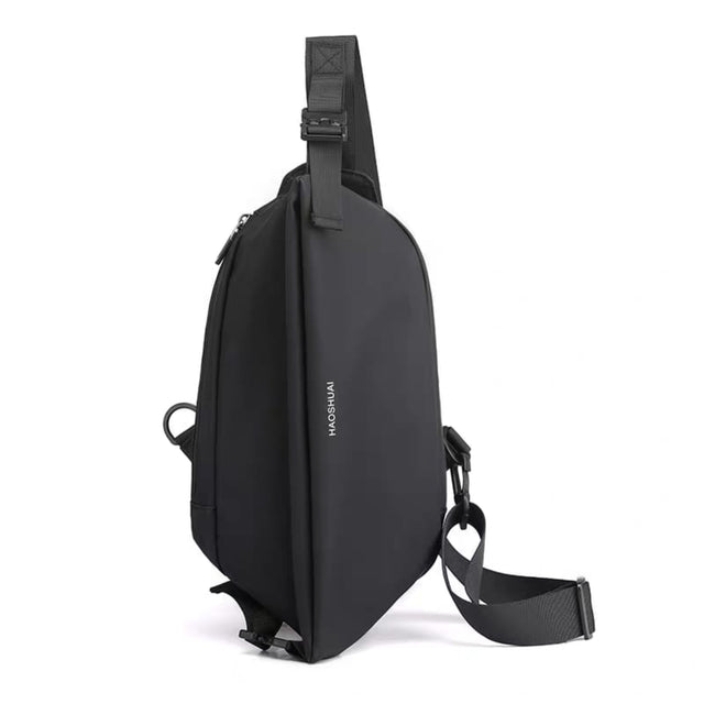 Black NEW TRENDY MEN'S CHEST BAG with adjustable shoulder strap, waterproof exterior, and spacious storage compartments for daily use and travel.