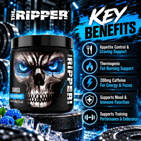 The Ripper Fat Burner Blue Raspberry with 200mg caffeine