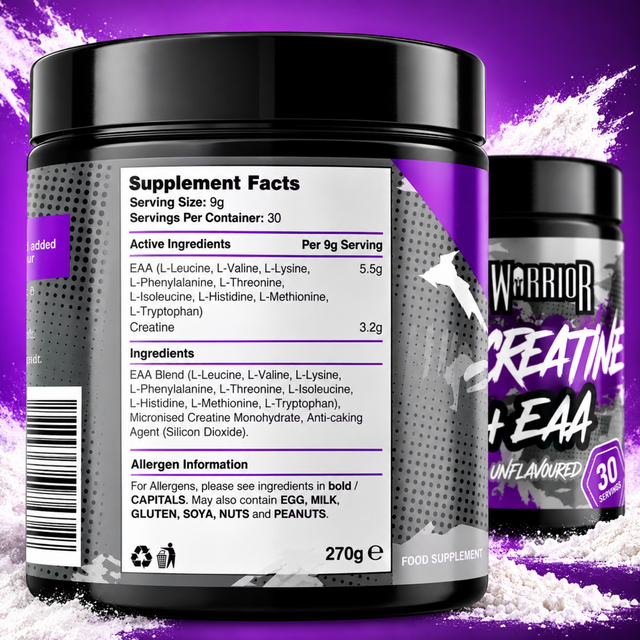 Warrior Creatine Plus EAA Unflavoured 270g Supplement Facts
