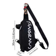 Waterproof crossbody chest bag in black. Compact gym sling pack (30cm x 14cm x 17cm) for fitness, travel, and daily essentials.