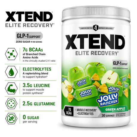 XTEND Original BCAA Elite Recovery - Jolly Rancher Green Apple (30 Servings)
