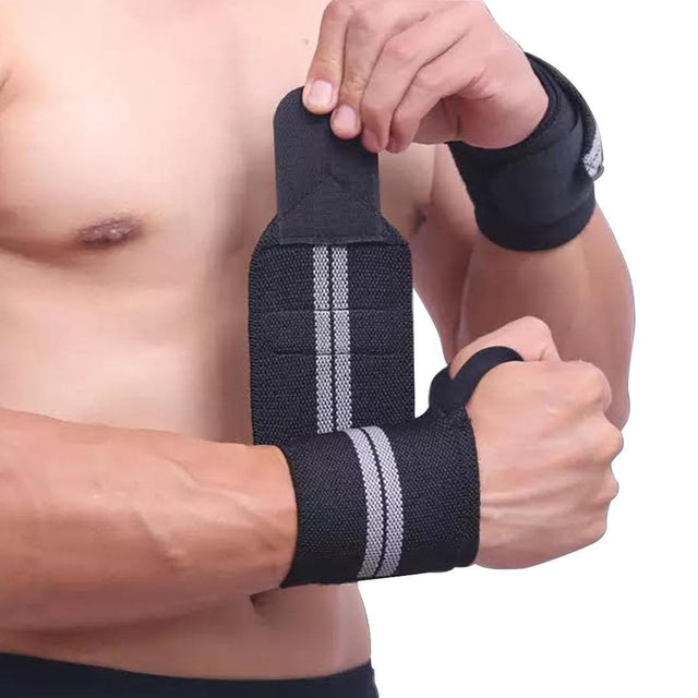 AOLIKES WEIGHT LIFTING WRISTBAND  | BLACK & GREY COLOR | GYMSUPPLEMENTSUS.COM 