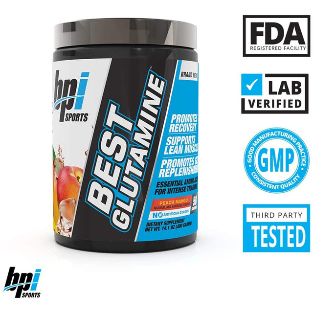 BPI SPORTS BEST GLUTAMINE | PEACH MANGO FLAVOR | GYM SUPPLEMENTS U.S