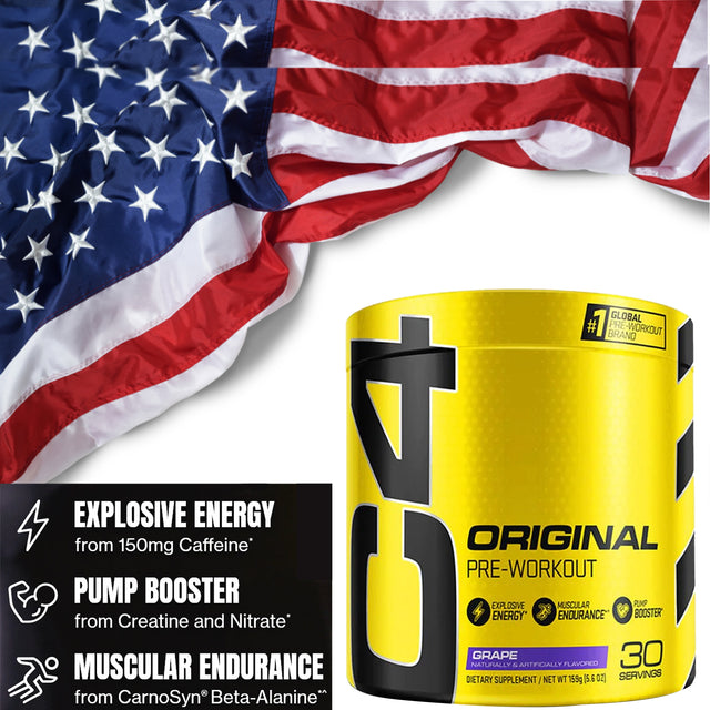 C4 ORIGINAL - 30 SERVINGS | GRAPE FLAVOR | GYM SUPPLEMENTS U.S | GYMSUPPLEMENTSUS.COM