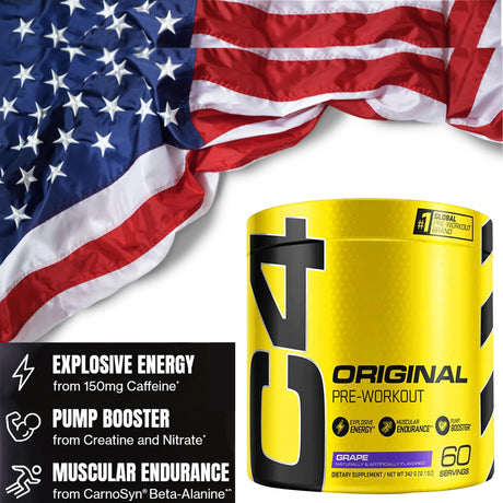 C4 ORIGINAL - 60 SERVINGS | GRAPE FLAVOR | GYM SUPPLEMENTS U.S | GYMSUPPLEMENTSUS.COM