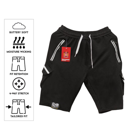 CARGO MENS SHORTS | BLACK COLOR | GYM SUPPLEMENTS U.S