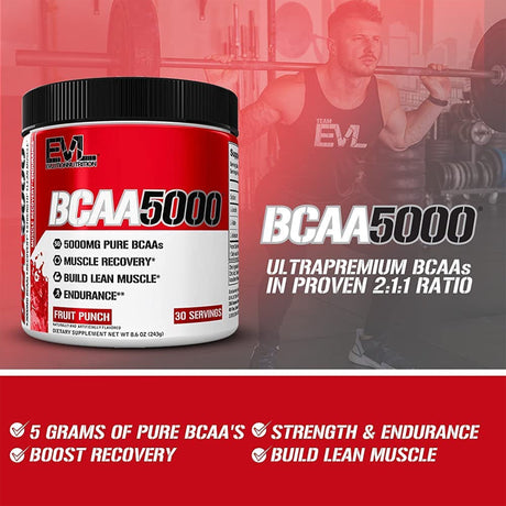 EVLUTION NUTRITION BCAA5000 | FRUIT PUNCH | GYM SUPPLEMENTS U.S 