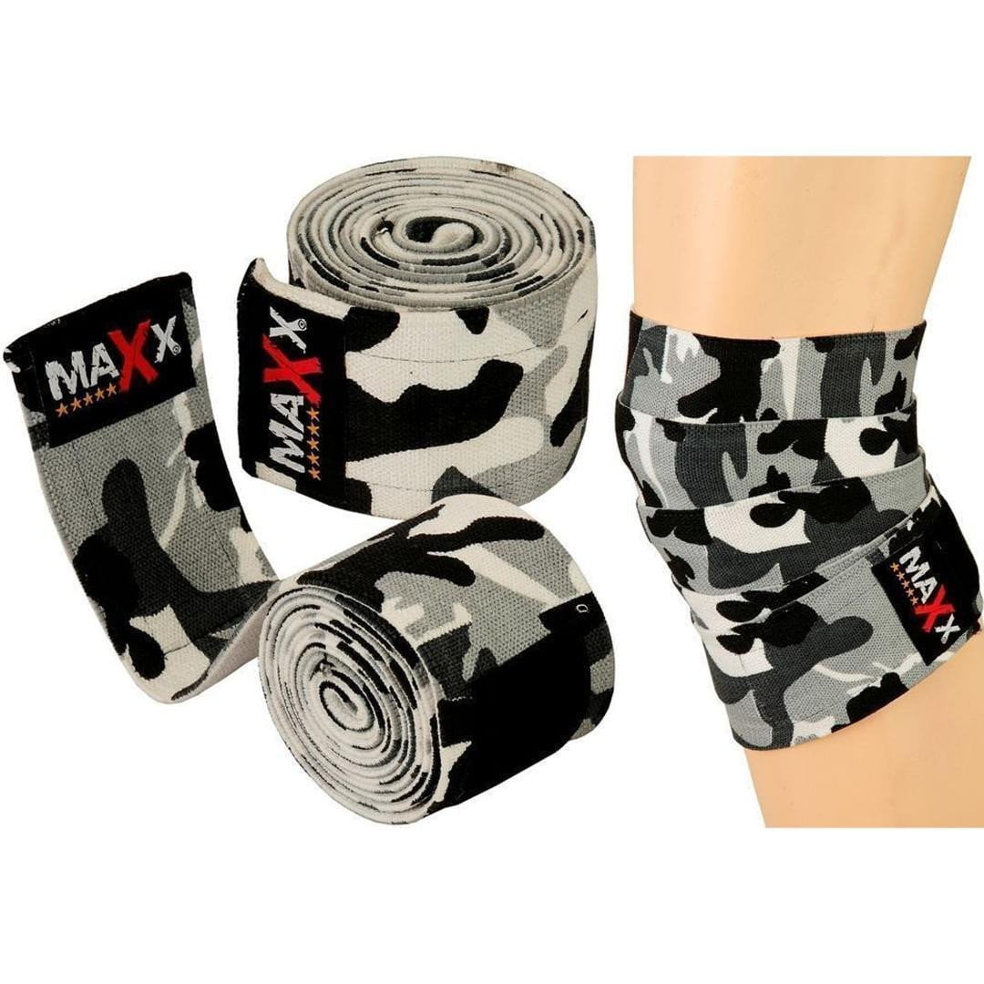 MAXX KNEE WRAPS | WEIGHT LIFTING BANDAGE | CAMO COLOR | GYM SUPPLEMENTS U.S