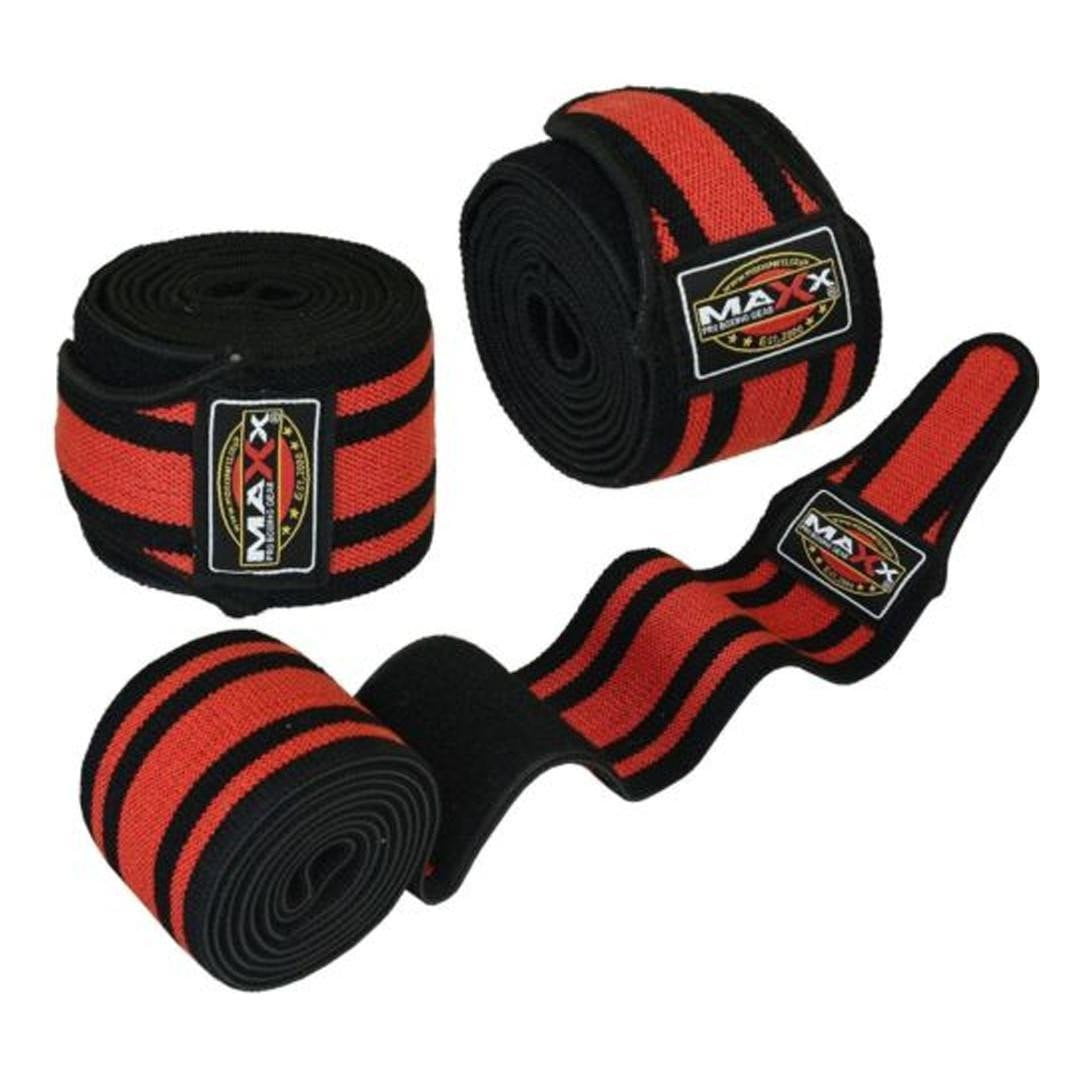 MAXX KNEE WRAPS WEIGHT LIFTING BANDAGE - GYM SUPPLEMENTS U.SMAXX KNEE WRAPS | WEIGHT LIFTING BANDAGE | RED & BLACK COLOR | GYM SUPPLEMENTS U.S