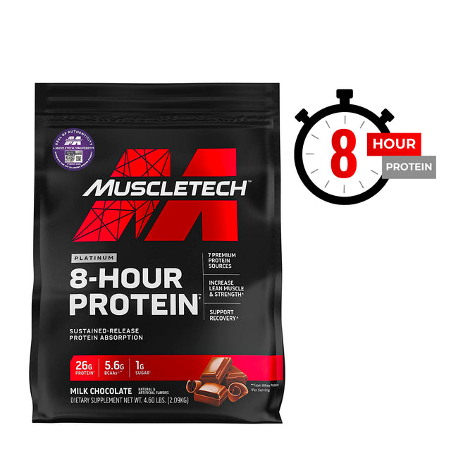 MUSCLETECH PLATINUM 8-HOUR PROTEIN | MILK CHOCOLATE FLAVOR | GYM SUPPLEMENTS U.S