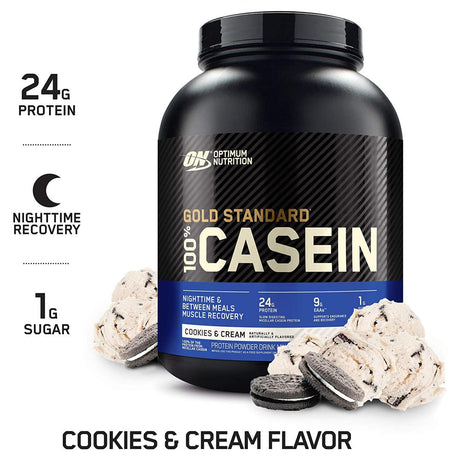 OPTIMUM NUTRITION CASEIN PROTEIN 4LBS | COOKIES & CREAM FLAVOR | GYM SUPPLEMENTS U.S