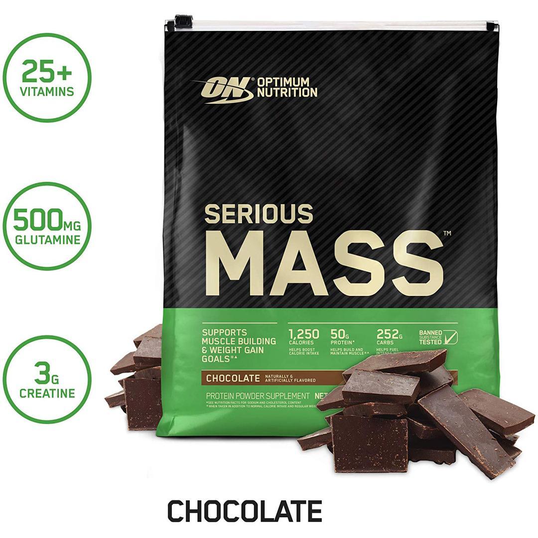 OPTIMUM NUTRITION - SERIOUS MASS GAINER 12LBS | CHOCOLATE FLAVOR | GYM SUPPLEMENTS U.S