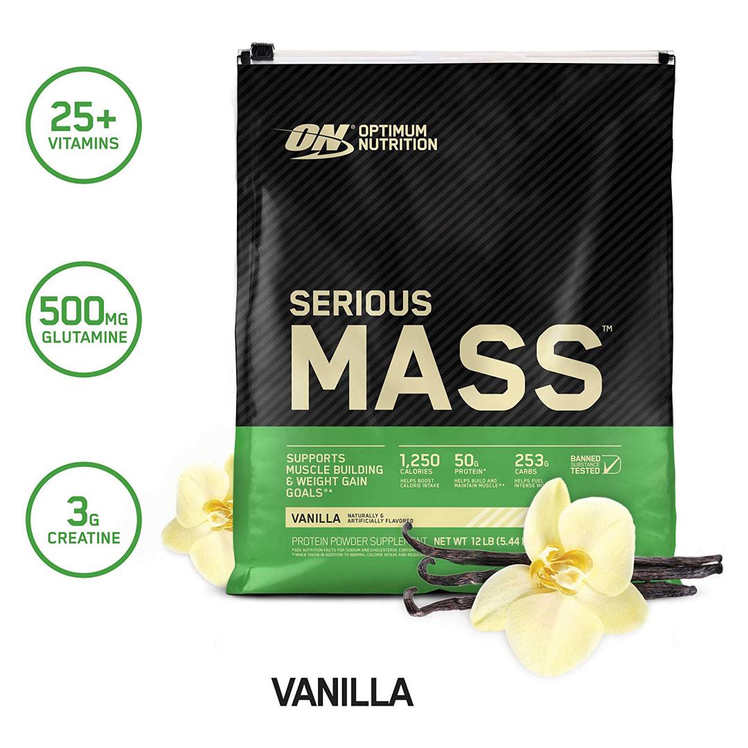 OPTIMUM NUTRITION - SERIOUS MASS GAINER 12LBS | VANILLA FLAVOR | GYM SUPPLEMENTS U.S