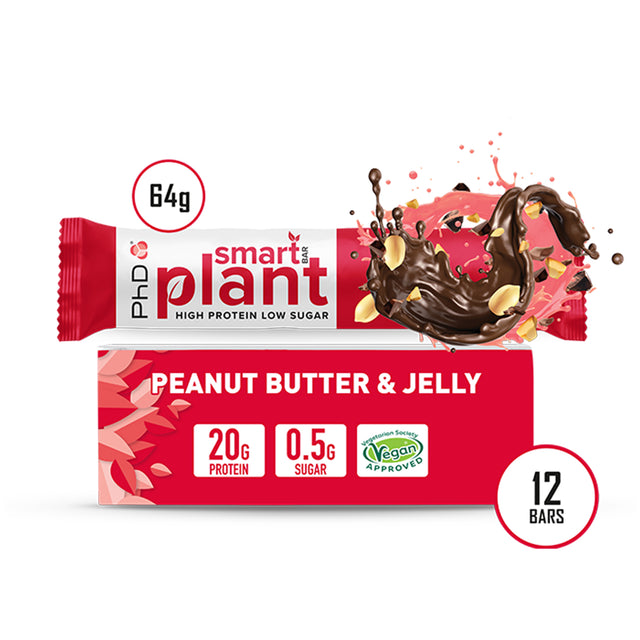 PHD SMART BAR 12 PACK | PEANUT BUTTER & JELLY | GYM SUPPLEMENTS U.S