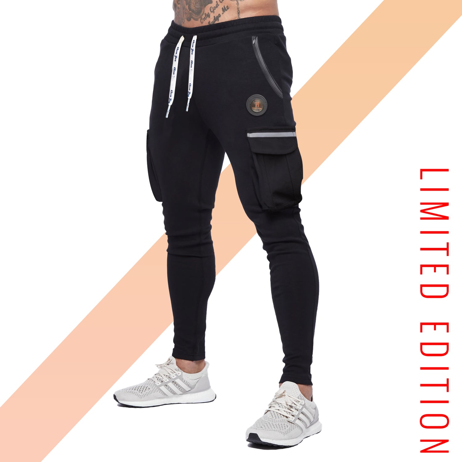 TAPERED CARGO SWEATPANTS | BLACK COLOR | GYM SUPPLEMENTS U.S